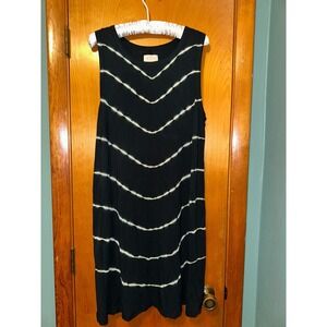 Anthropologie by Thread & Supply Dress Size 2XL Sleeveless Black Striped Tye Dye